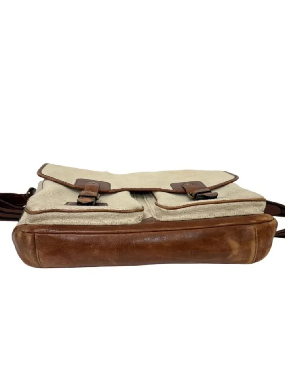 Fossil Men's Greenville Messenger Bag Canvas Cowhide Leather Travel Classic